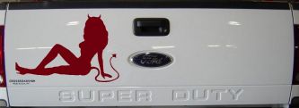 Mudflap Devil Girl Car or Truck Window Decal Sticker (Burgundy)