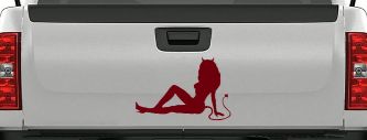 Mudflap Devil Girl Car or Truck Window Decal Sticker (Burgundy)