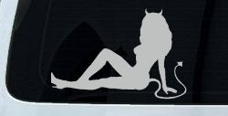 Devil Girl Mudflap Decal Sticker for Car Truck Window Vinyl (Light Gray)