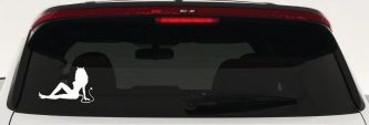 Mudflap Devil Girl Car or Truck Window Decal Sticker (White)