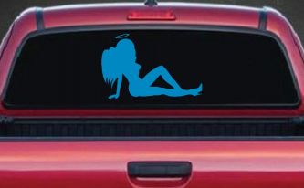 Angel Mudflap Girl Women with Halo and Wings Car or Truck Window Decal Sticker (Blue)