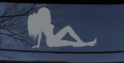 Angel Mudflap Girl Women with Halo and Wings Car or Truck Window Decal Sticker (Telegrey)