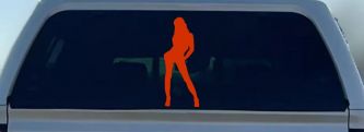 Sexy Girl Car Truck Window Decal Vinyl Sticker Auto Body Art (Orange Red)