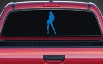 Sexy Girl Car or Truck Window Decal Sticker (Sky Blue)