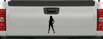 Sexy Girl Car or Truck Window Decal Sticker (Black)
