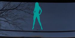 Sexy Girl Car or Truck Window Decal Sticker (Turquoise)