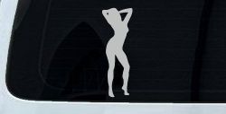 Sexy Girl Car or Truck Window Decal Sticker (Light Gray)