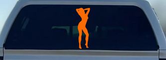 Sexy Girl Decal for Car Truck Window Vinyl Sticker Fun Auto Decor (Orange)