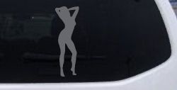Sexy Girl Car or Truck Window Decal Sticker (Silver)