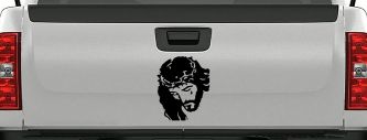 Jesus with tear Christian Car or Truck Window Vinyl Decal Sticker (Black)