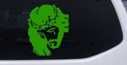 Jesus with tear Christian Car or Truck Window Vinyl Decal Sticker (Lime)