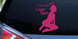 Funny 2 Legged Deer Hunter Decal for Car Truck Window Sticker (Hot Pink)