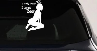 Funny 2 Legged Deer Hunter Decal for Car Truck Window Sticker