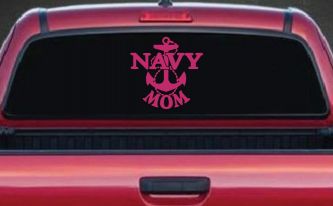 Navy Mom Military Car or Truck Window Decal Sticker (Hot Pink)
