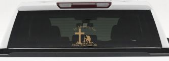 In Memory Of Those Who Gave All Soldier at Cross Military Car or Truck Window Decal Sticker (Light Brown)