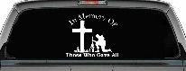 In Memory Of Those Who Gave All Soldier at Cross Military Car or Truck Window Decal Sticker