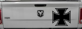 Maltese Biker Cross Car or Truck Window Decal Sticker (Black)