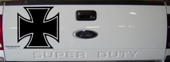 Maltese Biker Cross Car or Truck Window Decal Sticker (Black)