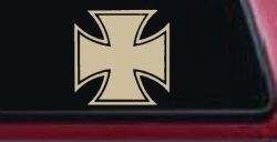 Maltese Biker Cross Car or Truck Window Decal Sticker (Desert Sand)