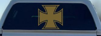 Maltese Biker Cross Car or Truck Window Decal Sticker (Gold)