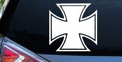 Maltese Biker Cross Car or Truck Window Decal Sticker