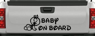 Baby On Board Car or Truck Window Decal Sticker (Black)