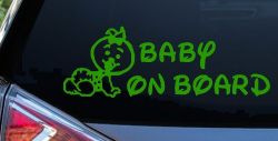 Baby On Board Car or Truck Window Decal Sticker (Lime)