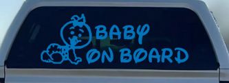 Baby On Board Car or Truck Window Decal Sticker (Sky Blue)