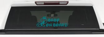 Baby On Board Car Truck Window Vinyl Decal Sticker - Safety First for Families (Turquoise Blue)