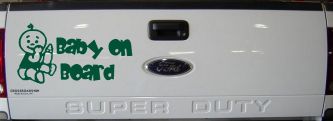 Baby On Board (Boy) Car or Truck Window Decal Sticker (Dark Green)