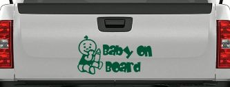 Baby On Board (Boy) Car or Truck Window Decal Sticker (Dark Green)
