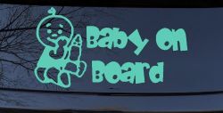 Baby On Board (Boy) Car or Truck Window Decal Sticker (Mint)