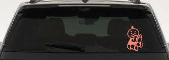 Baby With Bottle Car or Truck Window Decal Sticker (Coral)