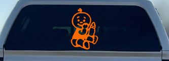 Baby With Bottle Car or Truck Window Decal Sticker (Orange)
