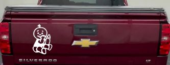 Baby With Bottle Car or Truck Window Decal Sticker (White)