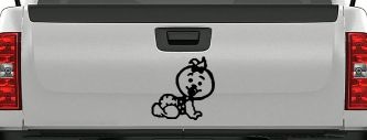 Baby Girl Crawling Car or Truck Window Decal Sticker (Black)