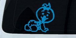 Baby Girl Crawling Car or Truck Window Decal Sticker (Blue)