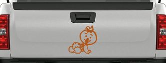 Baby Girl Crawling Decal for Car or Truck Window - Cute Vinyl Sticker (Nut Brown)