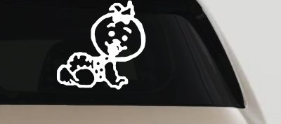 Baby Girl Crawling Decal for Car or Truck Window - Cute Vinyl Sticker