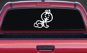 Baby Girl Crawling Car or Truck Window Decal Sticker