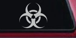 Bio Hazard Warning Decal Sticker for Car Truck Window Safety Fun (Light Gray)