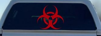 Bio Hazard Warning Car or Truck Window Decal Sticker (Red)