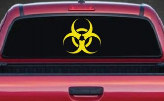 Bio Hazard Warning Car or Truck Window Decal Sticker (Yellow)