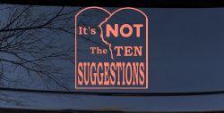 It's Not The 10 Suggestions Ten Commandments Christian Car or Truck Window Decal Sticker (Coral)