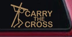 Carry The Cross Christian Car or Truck Window Decal Sticker (Light Brown)