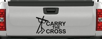 Carry The Cross Christian Car or Truck Window Decal Sticker (Matte Black)