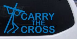 Carry The Cross Christian Car or Truck Window Decal Sticker (Sky Blue)