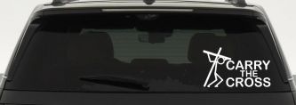 Carry The Cross Christian Car or Truck Window Decal Sticker (White)