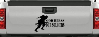 God Bless Our Soldiers Military Car or Truck Window Decal Sticker (Black)