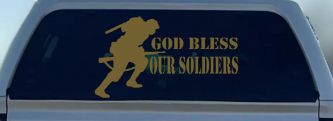 God Bless Our Soldiers Military Car Truck Window Vinyl Decal Sticker (Gold)